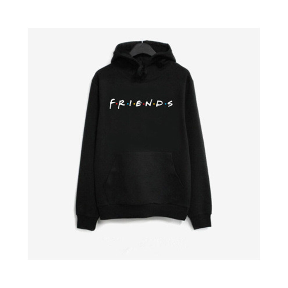 (Black,XL)Sweat à capuche femme imprimé amis haut ample pull pull sweat à capuche