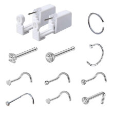 2 Pcs Painless Nose Piercing Kit with 10 Pcs Nose Studs Disposable Ear Piercing Gun Set Piercing Tools Supplies