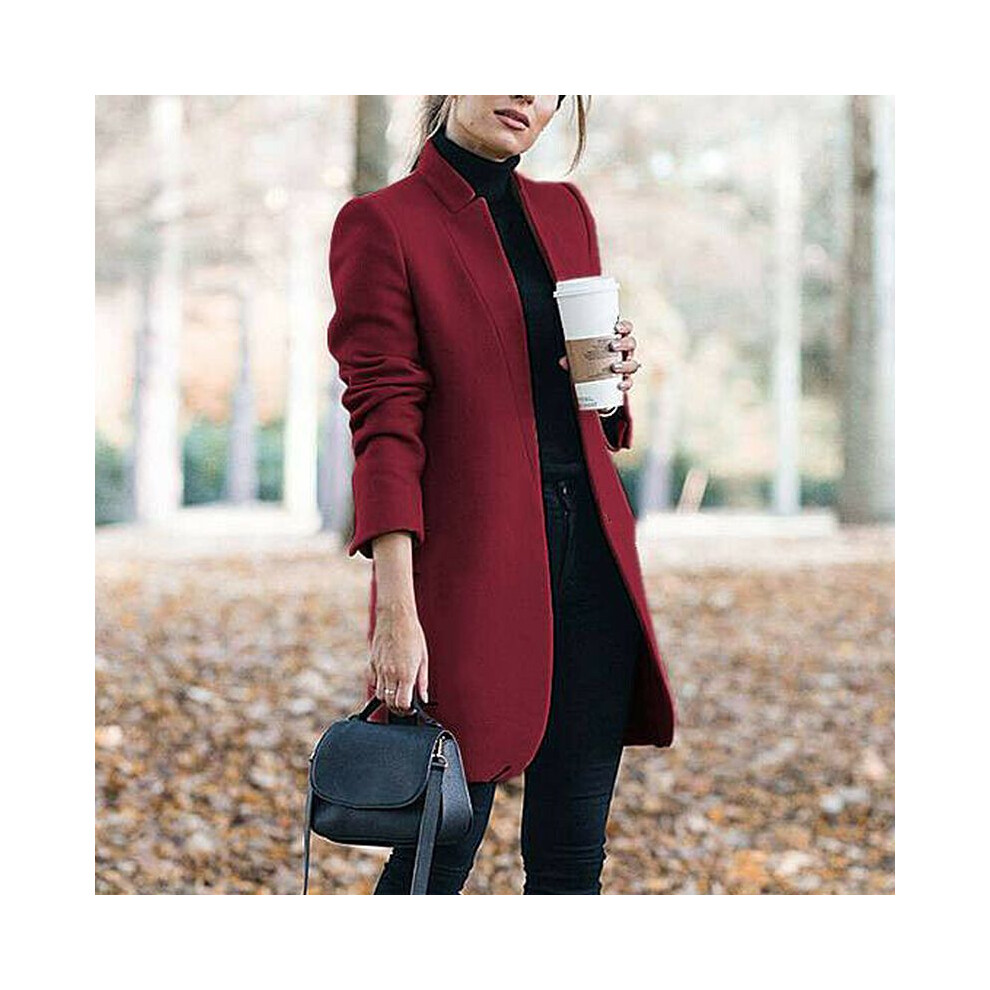 (Claret,XL)Manteau femme mode trench manteau femme couleur unie hiver veste chaude longue