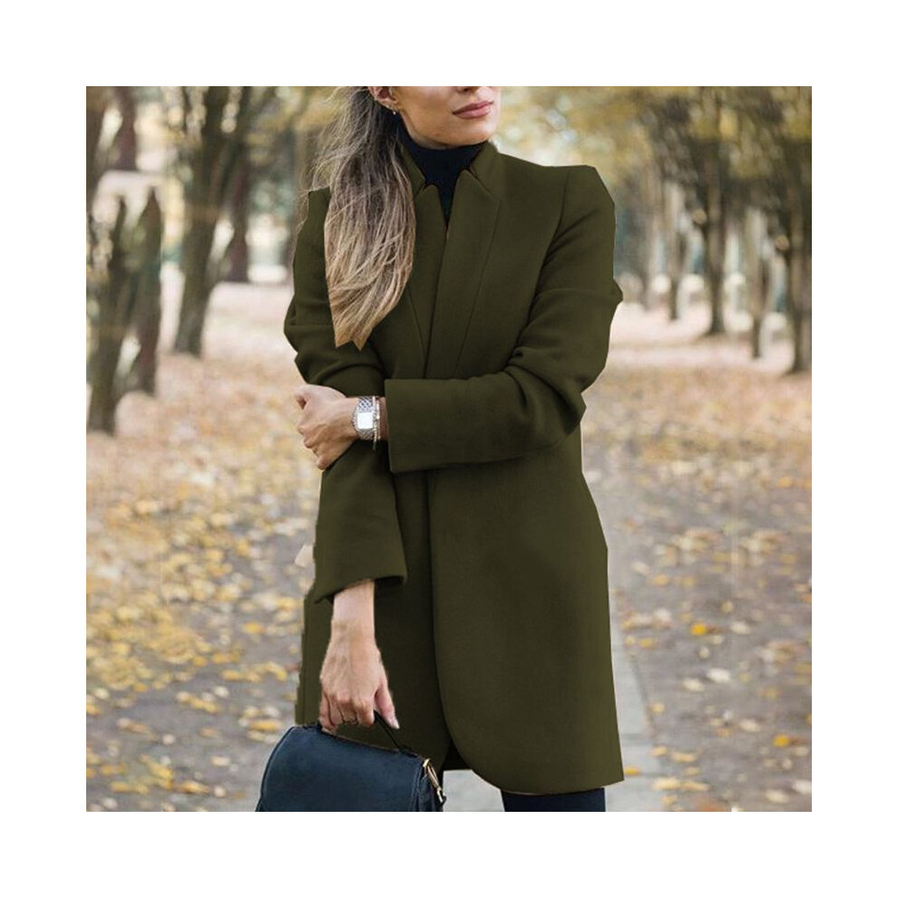(Army Green,L)Manteau femme mode trench manteau femme couleur unie hiver veste chaude longue