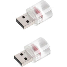 2pcs Mini In-line Small Nightlight Led Car Usb Atmosphere Light red