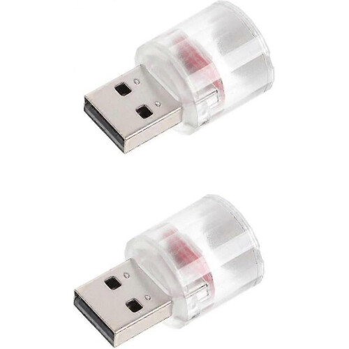 2pcs Mini In-line Small Nightlight Led Car Usb Atmosphere Light red