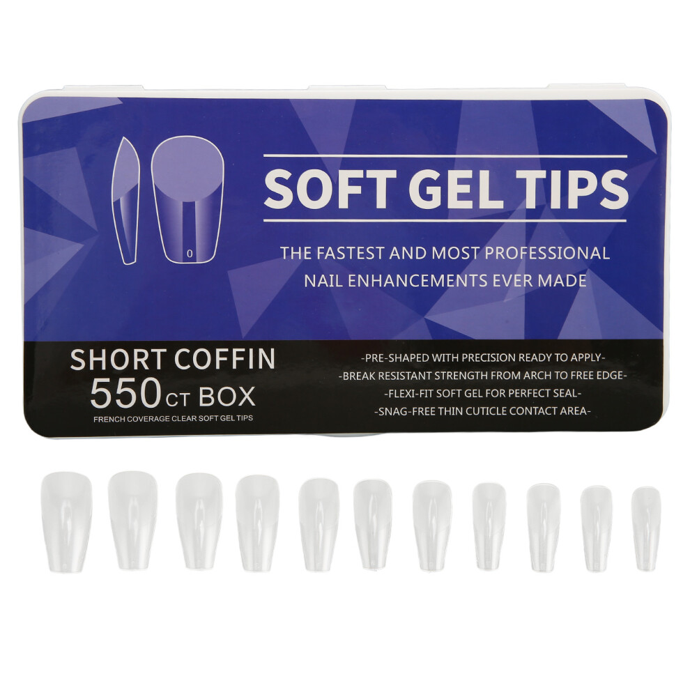 550 Pcs Nail Tips Ultra Thin Seamless Semi Frosted