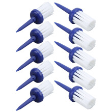 10 Stück Golf-Tees Bürstentyp Niedriger Widerstand Mehr Distanz Konstante Höhe Kunststoff-Tees für Golf-Driver-Training Blaues Griff Weißes