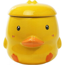 14 Oz Funny Duck Ceramic Coffee Mug for Women Tea Cup Cute Yellow Mugs with Lid-XinHan