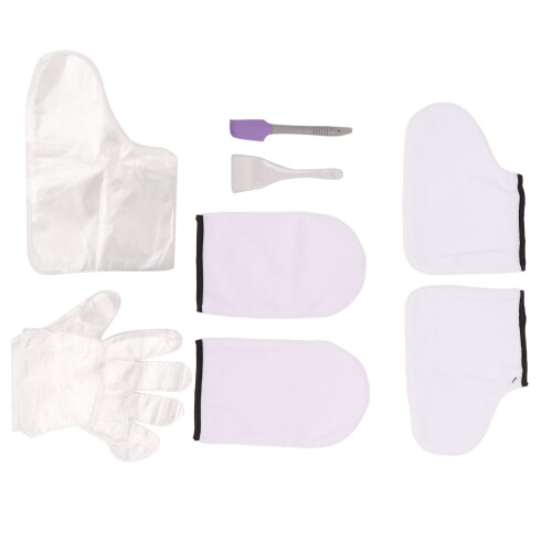 White Wax Bath Mitts Set Large Brush Purple 1
