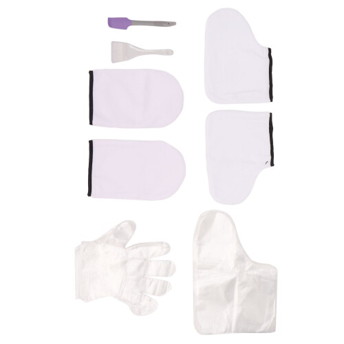 White Wax Bath Mitts Set Large Brush Purple 2
