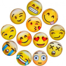 Magnetic Emojis, 12 Pack 3D Glass Smiley Emoji Fridge Magnets for Refrigerator and Whiteboard (1.18 inches)