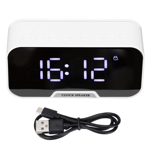 D-88 4W Bluetooth Clock Speaker with Dual Alarms, 1400mAh, White 1