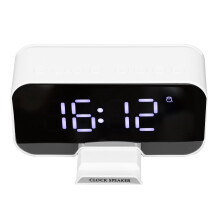 D-88 4W Bluetooth Clock Speaker with Dual Alarms, 1400mAh, White