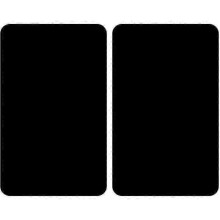 Hob Protection, Glass Hob Cover, Set of 2, Tempered Glass, 30x52 cm, Black