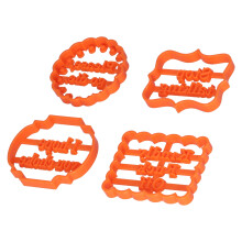 4 stampi in plastica per biscotti con frasi, 0,8 oz