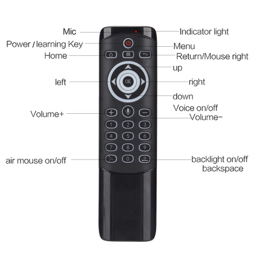 Télécommande vocale 2.4G Gyro Air Mouse noir, AAA x2 2