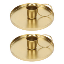 2pcs Iron Candle Holder Metal Home Golden Simple