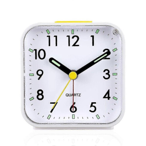 Silent Alarm Clocks Bedside Non Ticking Battery Powered Clockswhite