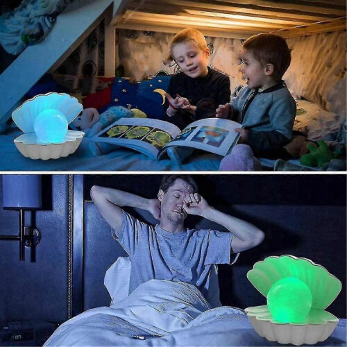 Pearl Shell Night Light Color Changing LED Seashell Desktop Decorative Light Bedroom Bedside Table Light Shell Gift 2