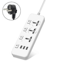 Us/uk/eu Power Strip 5v2.1a Surge Protector with 3 Outlets & 3 Usb Ports