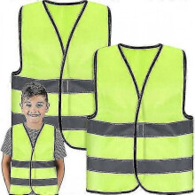 Kids Safety Vest High Visibility Reflective Vest Neon Construction Worker Traffic Vest with Strips for Child Outdoor Fluorescent green 2 pieces