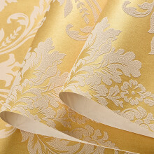 (Gold)Rouleau de papier peint non tissé texturé doré damassé en relief décoration salon