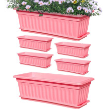 Window Boxes Planter 17.32x7.48x5.51 Inches Pink Railing Planter Box Weather-Resistant with Drainage Holes for Vegetables