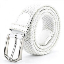 Braided Canvas Woven Elastic Stretch Belts for Men/Women/Junior with Multicolored, 110cm, White