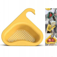Thickened Triangle Sink Rack (yellow), Swan Shaped Sink Strainer Basket, Kitchen Drainer Storage Rack for Fruits, Vegetables, Garbage, Leftovers