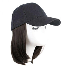 Baseball Hat with Short Hair Wigs Bob Hair Synthetic Hat for Women Summer_b