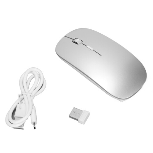 Mouse wireless argento lucido 450 mAh 2,4 GHz 1600 DPI 2