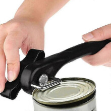 Manual Can Opener - Can Opener Without Sharp Edges, Ergonomic Non-slip Design with Smooth Edge, Plastic Rustproof Stainless Steel, 20 * 6 * 4, Black