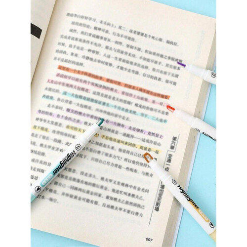 1 Box Of 6 Dual-Ended Fluorescent Highlighters with Visible Window for Student Notes, Doodles 2