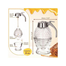 1pc Acrylic Syrup Dispenser, 8oz Honey Jar, Squeeze Sauce Bottle Plastic Sealed Pot with Funnel Style, Syrup Pot with Base