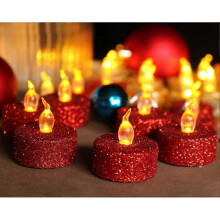 Red Flameless Votive Candles,12 Pack Battery Operated Glitter Flickering Fake Led Tea Lights for Wedding Centerpieces,table,anniversary,outdoor,christ