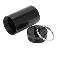 Aluminiumlegierung Arzneimittelbehälter Schlüsselanhänger Pillenbehälter für Outdoor-Camping und Wandern, Schwarz