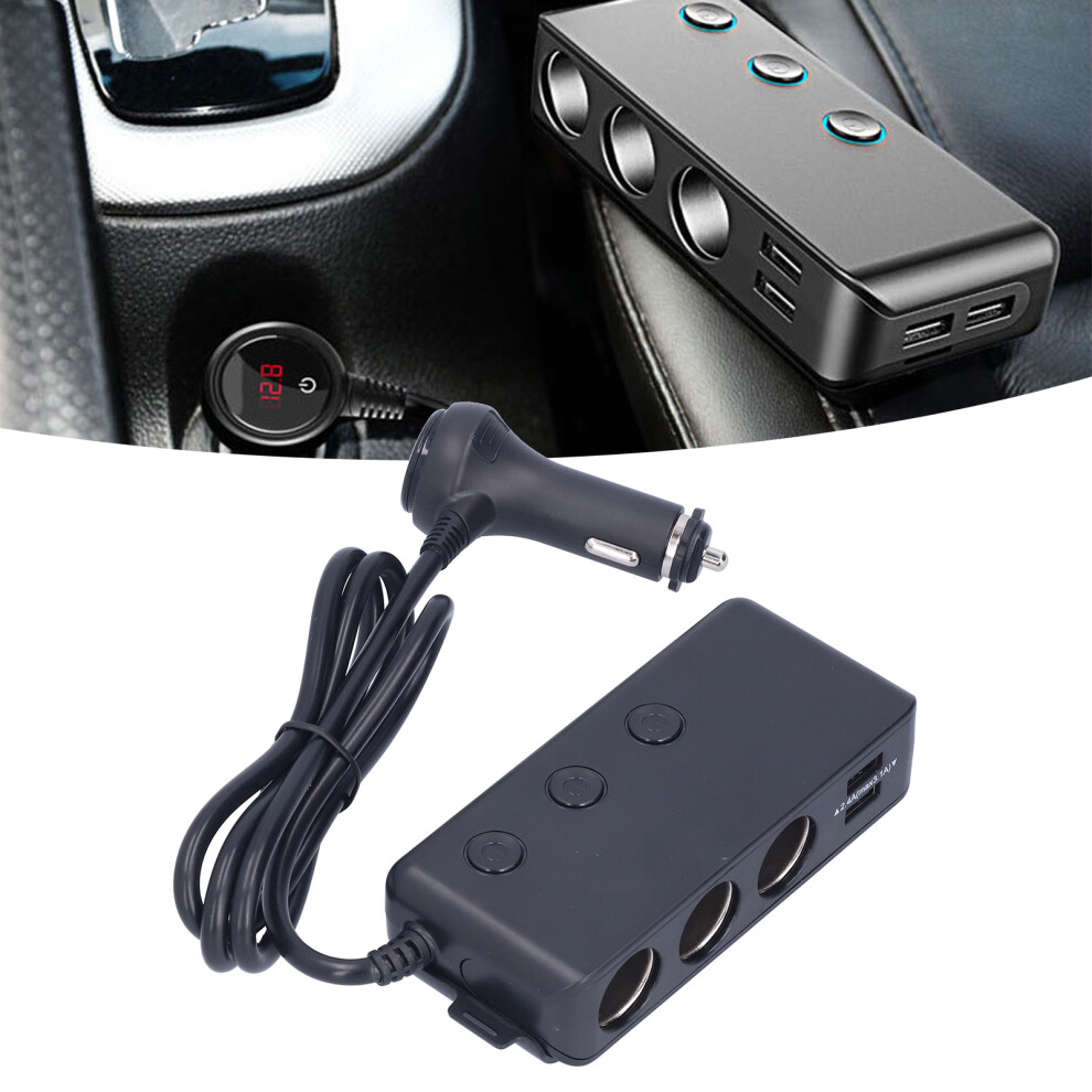 Car Cigarette Lighter Splitter With Led Volt Meter & 4.8A Usb Qc3.0 Adapter 6901343163923