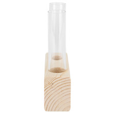 Testrohr-Pflanzvase Einfaches röhrenförmiges Glas Vase Dekoration Holzrahmen Hydrokultur Pflanzenbehälter Zuhause Tischdekoration Doppelroh