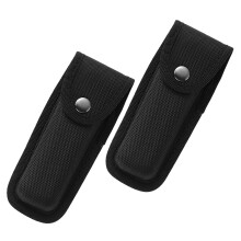 Folding Knives Set of 2, Durable Nylon Pocket Knives with Belt Case, Black Cutter Knife Bag for Outdoor Use