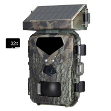 Solar Wildlife Camera with Motion Sensor, Night Vision, IP65 Waterproof, 65 ft Range, 0.2s Trigger Time, Time Lapse Recording