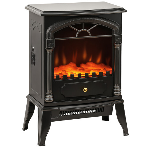 Homcom HOMCOM Portable Fireplace with Adjustable Thermostat, 2 Heat Settings, Black 1