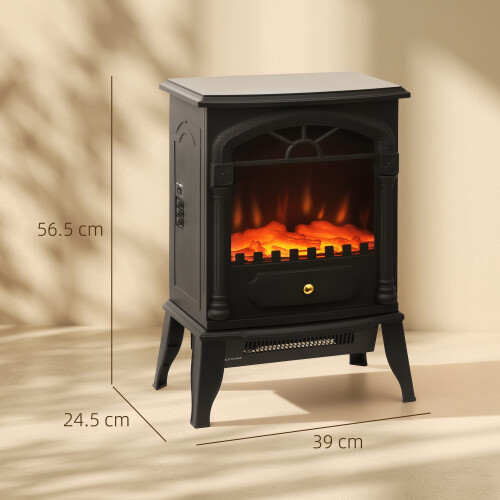 Homcom HOMCOM Portable Fireplace with Adjustable Thermostat, 2 Heat Settings, Black 2