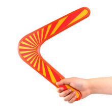 Boomerang V Shaped Outdoor Toy, Wooden Flying Boomerang for Beginners, Flatloop Design, Orange Color, Gift Idea
