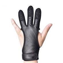 Archery Protective Gloves Three-Finger Leather Gloves for Adults and Beginners in XL Black