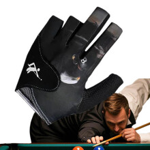 Billiard Gloves for Women, Adjustable Breathable Half Finger Pool Gloves for Left/Right Hand, Black for Professionals and Amateurs