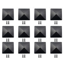 Post Caps 4x4 Inch Black Plastic Pyramid Caps 12 Pieces for Fence Posts Lifetime Extension