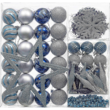 Valery Madelyn 60pcs 3-5cm Shatterproof Christmas Baubles Silver Blue Winter Wishes Tree Ornaments