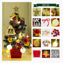 Small Festive LED Tabletop Tree 50cm Golden Red Holiday Decor