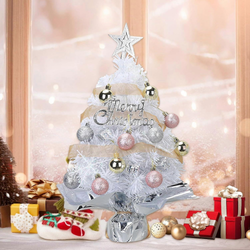 1 Tree Small Mini White Christmas Tree Tabletop DIY Decoration 24 Inch/2FT 2