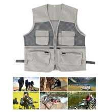 Military Vest XXL French Grey Durable Breathable Mesh Multi Pocket Outdoor