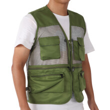 Gilet militaire XL à poches multiples en mesh, vert militaire.
