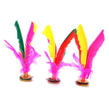 Badminton Shuttlecock 6-Pack with Rubber Feet, Chinese Jianzi Style, Random Color, Durable Feather Construction