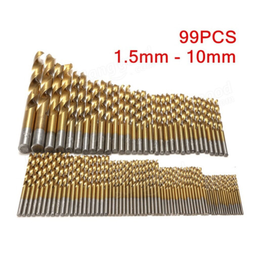 Set di punte da trapano HSS Ti 99 pezzi 1/16''-3/8'' Oro/Argento 1
